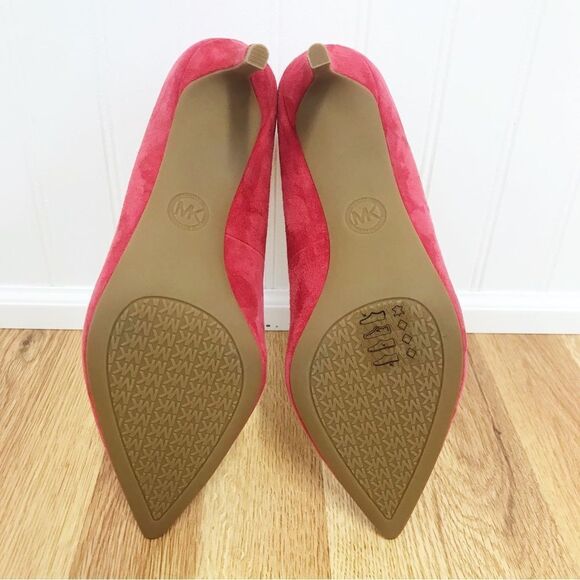 MICHAEL KORS Dorothy Flex Suede Pump Heel Pointed Toe Red Leather Size 7.5 New - Picture 12 of 13